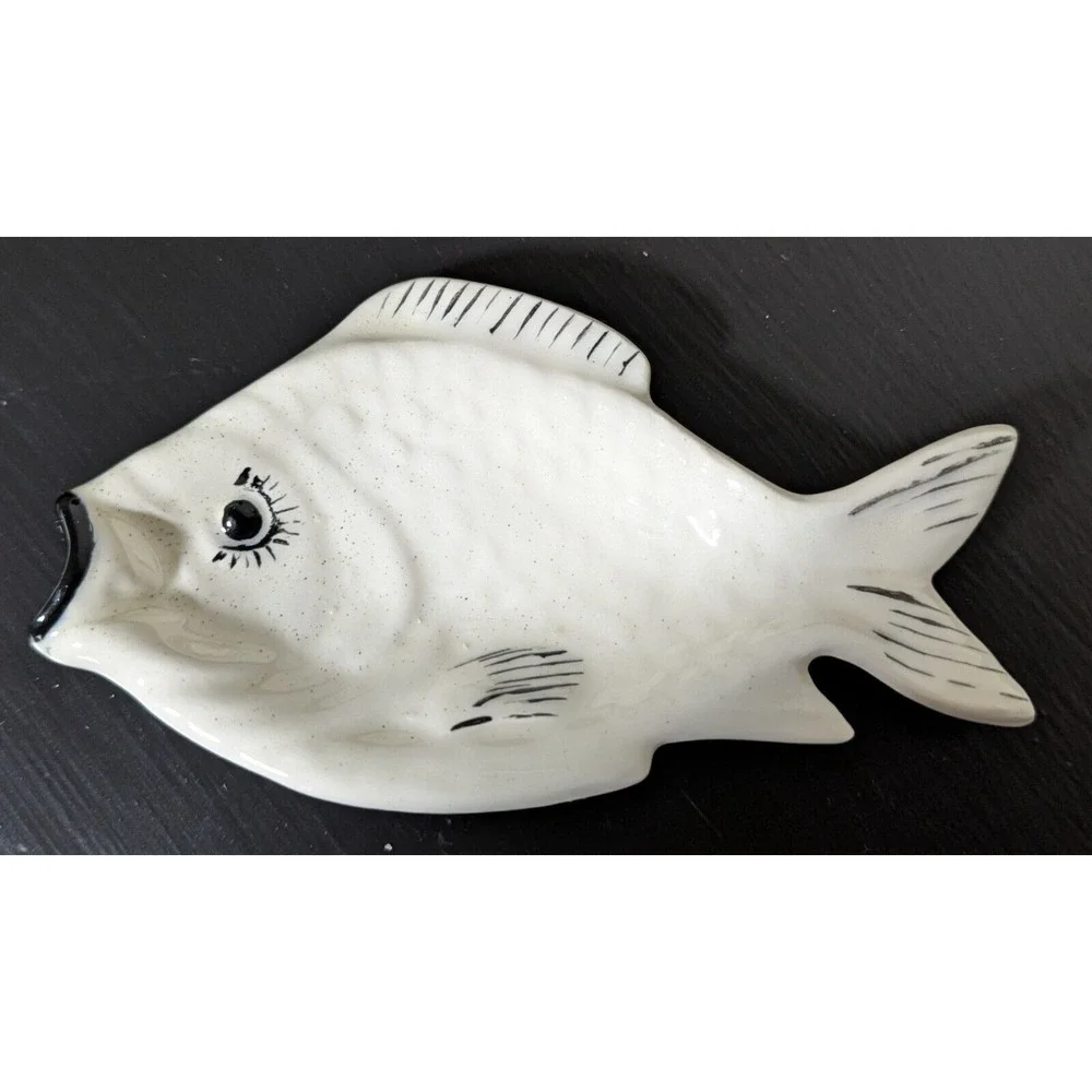 Vintage Ceramic Fish‎ Dish Black and White Seattle 1958